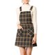 thumbnail image 2 of INSPIRE CHIC Vestido de Tirantes Ajustables a Cuadros para Mujer, Regreso a Clases, XS Negro-Marrón, 2 of 8