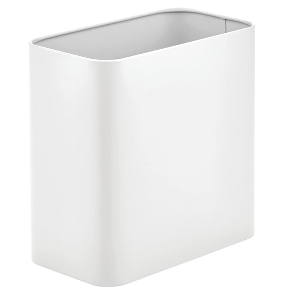 Papelera mDesign de metal compacta rectangular blanca