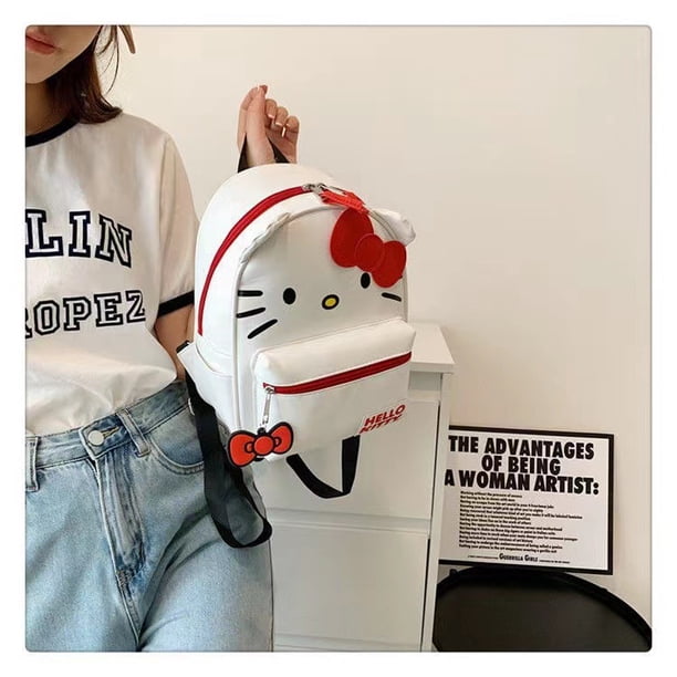 Hellokitty Cute Student School Bag KT Cat Cartoon Backpack White Lightweight Versatile Trend Girls Backpack