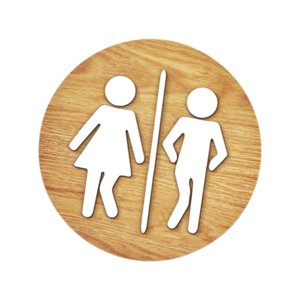 Magideal - Señal De Baño De Baño Redonda Señal De Identificación De Baño 3D Diseño De Madera Señal De Inodoro Conveniente Decoración De La Señal De La Puerta Color De Grano De Madera