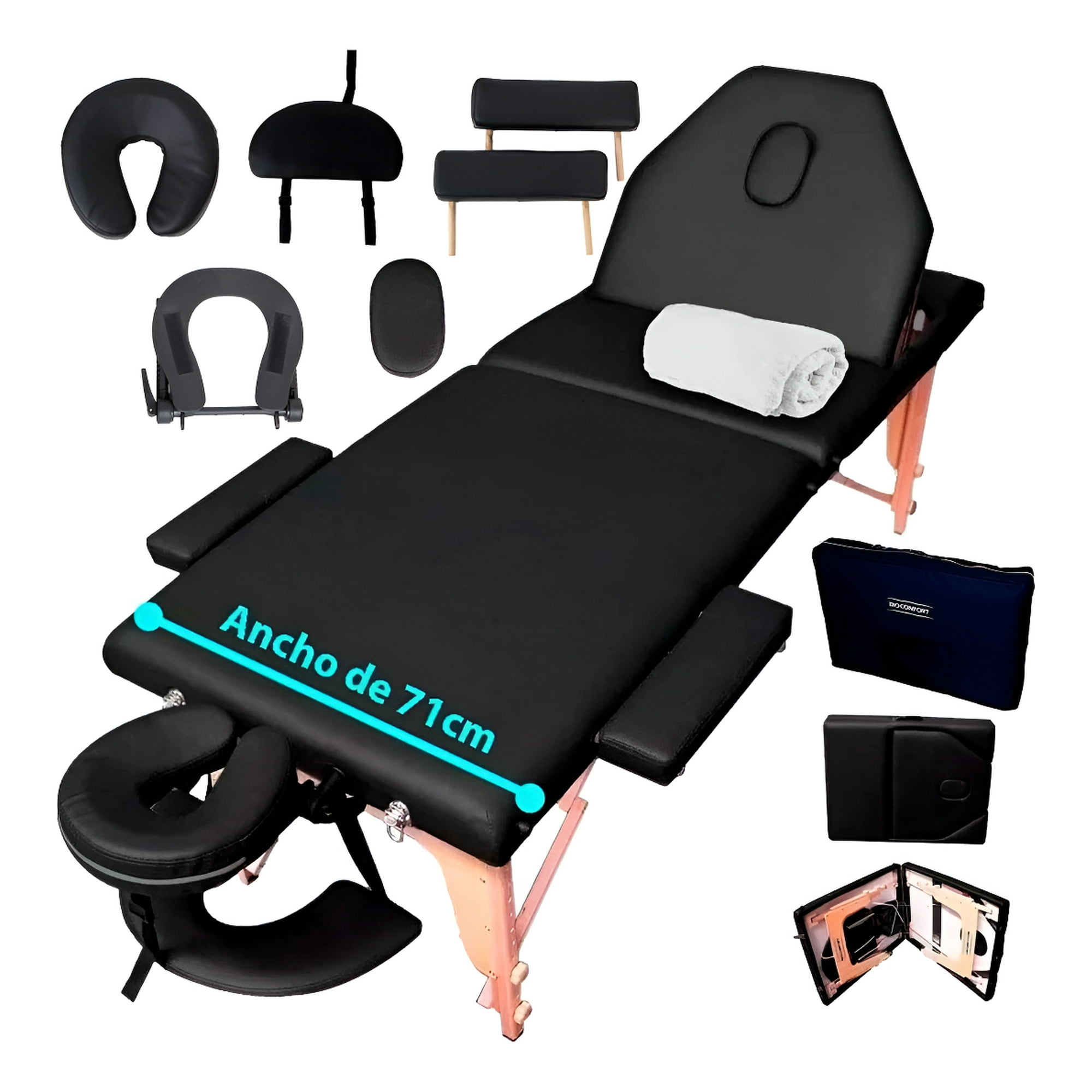 Nanofort - Camilla Masaje 3 Cuerpos Portatil Madera