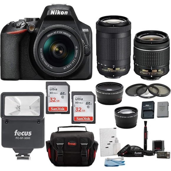 Cámara Nikon D3500 DSLR 24.2MP 18-55mm + 70-300mm Negra