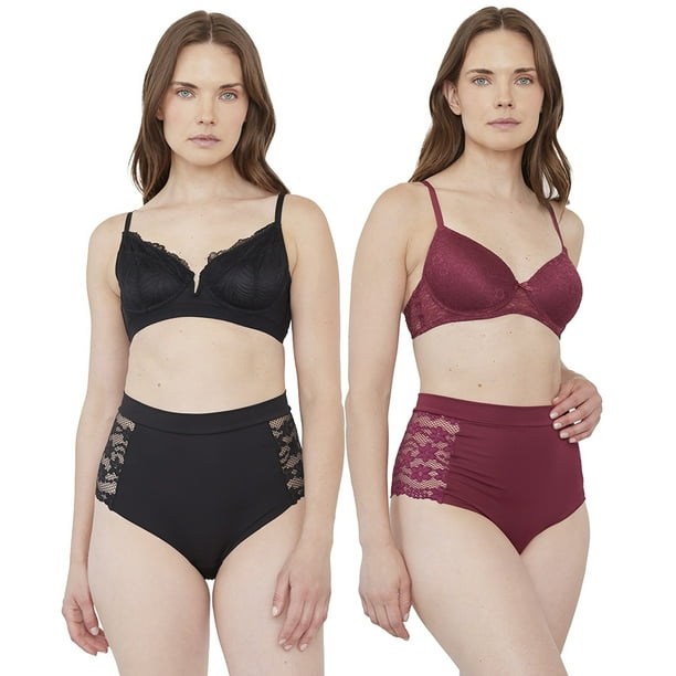 Pack Calzón Mujer Alto Microfibra Negro - Burdeo Corona