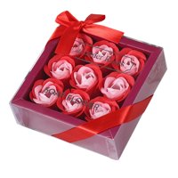 Bothyi - Jabón De Rosas Artificiales Con Flores En Caja De Regalo, Adorno Para El Día De La Mujer, Color Rojo Elegante