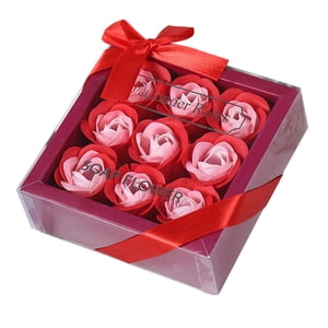 Bothyi - Jabón De Rosas Artificiales Con Flores En Caja De Regalo, Adorno Para El Día De La Mujer, Color Rojo Elegante