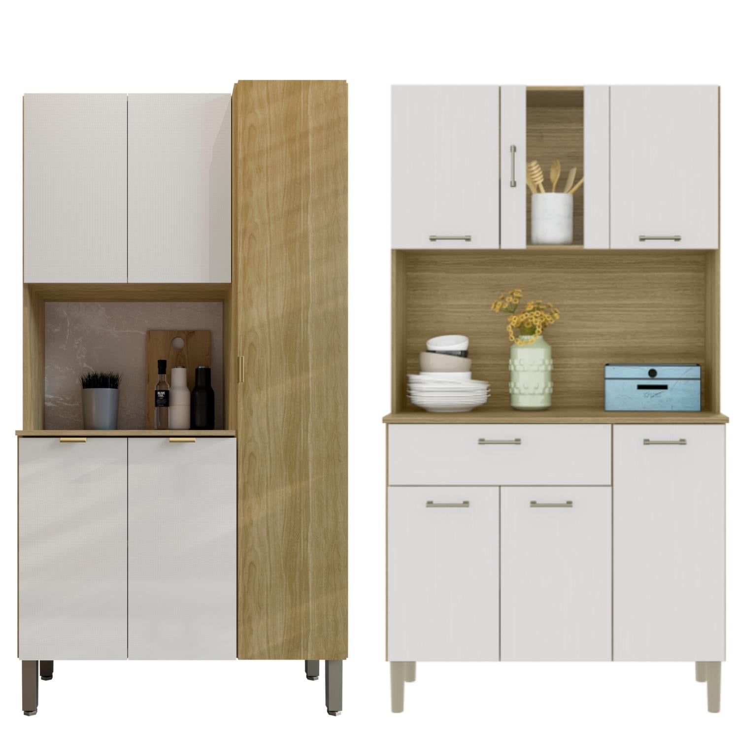 Movelaria - Combo Cocina Kyra 6 Puertas + Cocina Melissa Off White K0605 Blanco