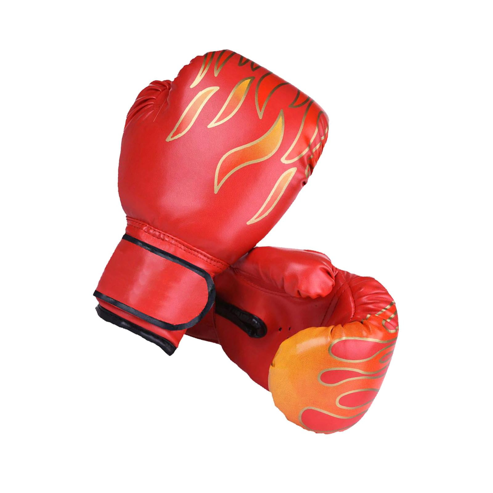 Ioensy - Guantes De Boxeo Para Niños Guantes De Boxeo De Cuero Pu Para Ejercicio Mma Pad Rojo