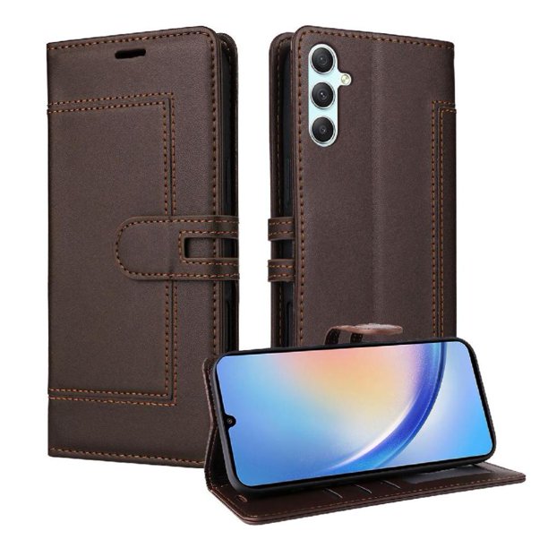 Premium Wallet Case for Samsung Galaxy A55 5G with Card Slots & Kickstand, Flip Cover Brown