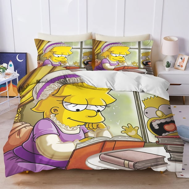 v2286 Bed Sheets The Simpsons Anime Bedding Set Duvet Cover % Polyester Suitable For Children And Adults -Piece Set Quilt Cover 3-Piece Bedding Set (1 Duvet Cover + 2 Pillow Shams) Bed Sheets ju2286