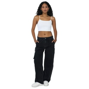 Jeans Mujer Straight Fit Full Cargo Negro Corona