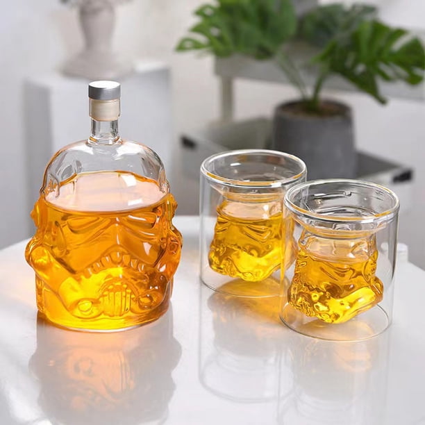 Set Of 3, Whiskey Decanter Set With 2 Glasses, Transparent Creative Flask Carefe, Whiskey Carafe For Wine, Scotch, Bourbon, Vodka, Liquor, Valentine's Day Gift, Halloween Decor