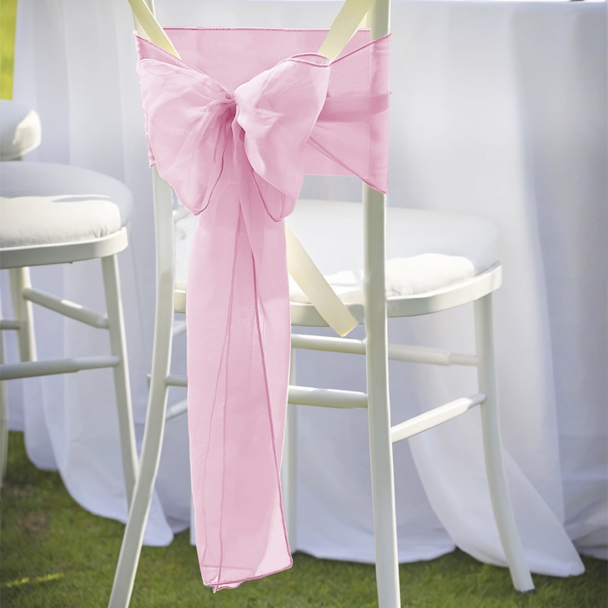 Xusx111 - 25 Pcs Organza Silla Sashes Para Boda Banquete Party Decoración Silla Bows Corbatas Silla Cubierta Bandas Evento Suministros - Rosa Claro