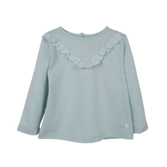 Polera Bebé Niña Manga Larga Broderie Verde