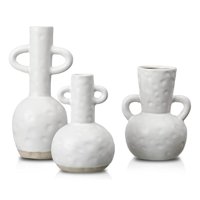Homeessentials - Set 3 Jarrones Rústicos Blancos