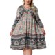 thumbnail image 1 of Agnes Orinda Vestido de Verano Talla Grande para Mujeres Escuela Universidad Casual Bohemio Floral Cuello en V Manga 3/4 Midi Corto Vestido de Playa 2X Azul Rosa, 1 of 6