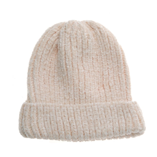 Gorros de lana de chenilla para hombre y mujer, gruesos, de invierno, cálidos, de color liso y con paneles ligeros.