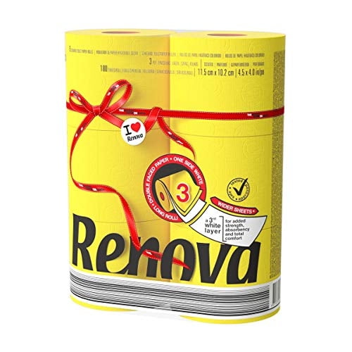 Papel higiénico Renova Luxury Perfumado, 6 rollos gigantes de 3 capas, amarillo