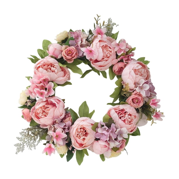 Guirnalda de flores de peonía hecha a mano, guirnalda de primavera, corona Floral de imitación de 40cm para puerta delantera de boda, decoración para Peonía E