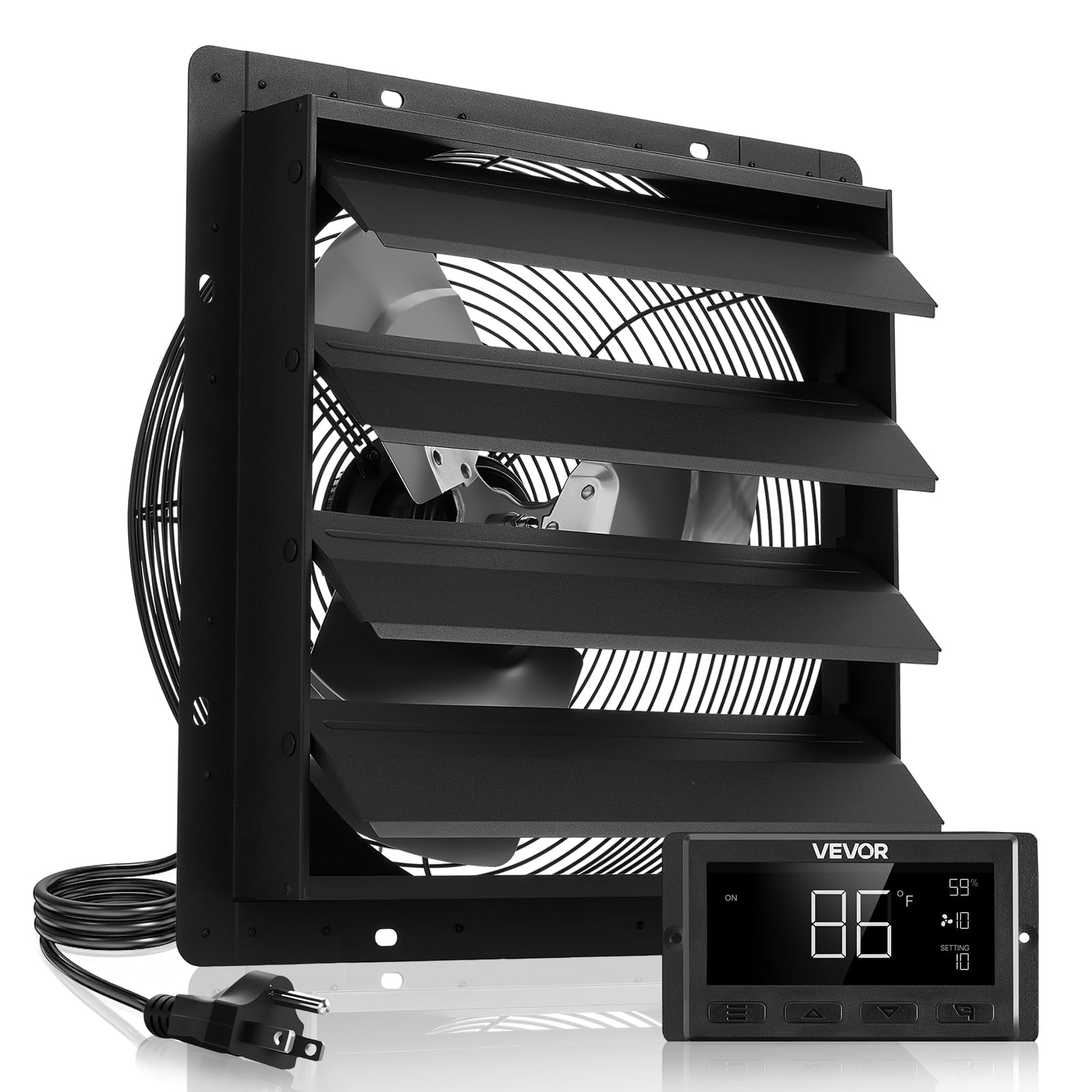 Extractor De Aire Con Compuerta Vevor De 16" Con Control Inteligente De Velocidad Y Temperatura