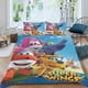 thumbnail image 2 of Super Wings Conjunto de sábanas temático, trío de piezas, cómodo y amigable con la piel, diseño único, regalo de decoración para el hogar para familiares, amigos y fans, 90 cm * 190 cm, 2 of 6