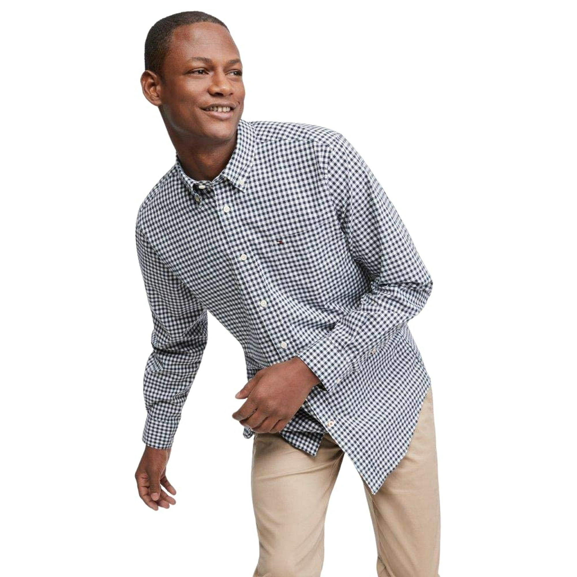 Camisa Tommy Hilfiger De Manga Larga Con Botones, Casual, Azul Marino