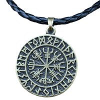 Magideal - Con Colgante Para Hombre, De Runas, Es, Cadena, Joyería Nórdica, Regalos Para Hombres, Papá, , Cuero Bronce