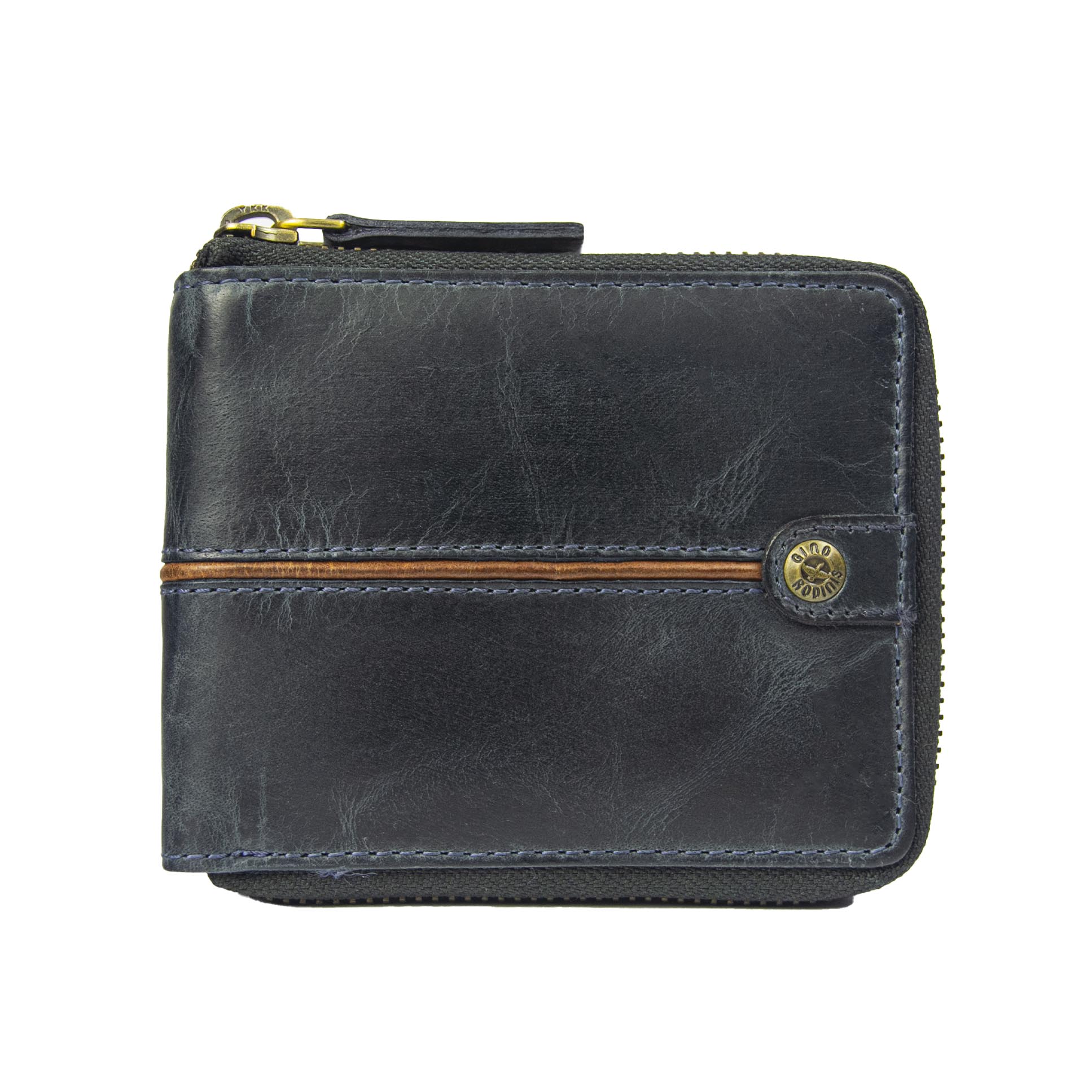 Gino Rodinis - Billetera Hombre Texas 164 Azul Oscuro/Marrón