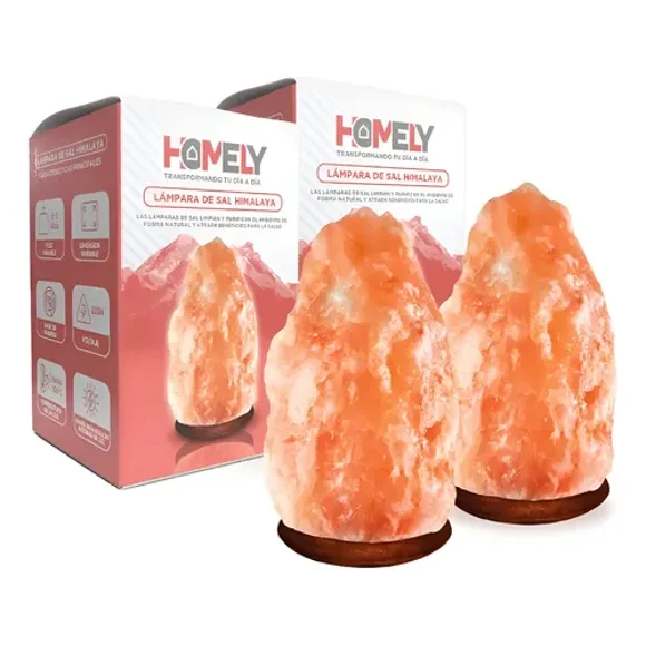 Lámpara Sal Himalaya Roca Intensidad Regulable Dormitorio X2 Naranja