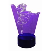Lelumania - Lampara Ilusion 3D Bailarina De 7 Colores, Base Touch