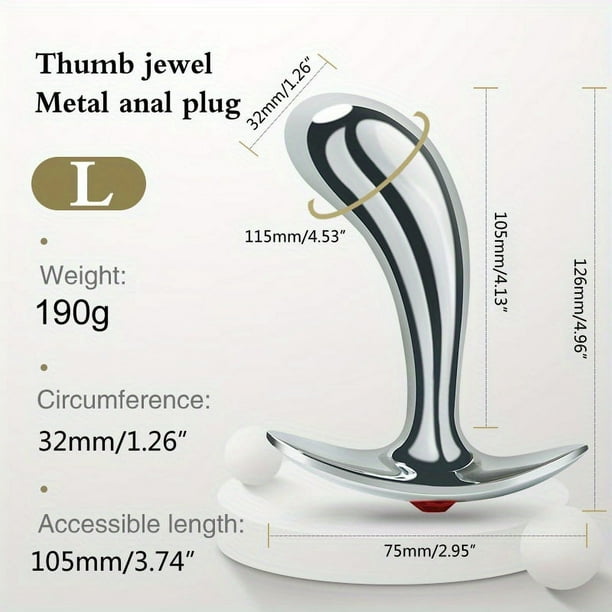 Metal Thumb Anal Plug Three Sizes Gem Base Design Anal Plug Male Sex