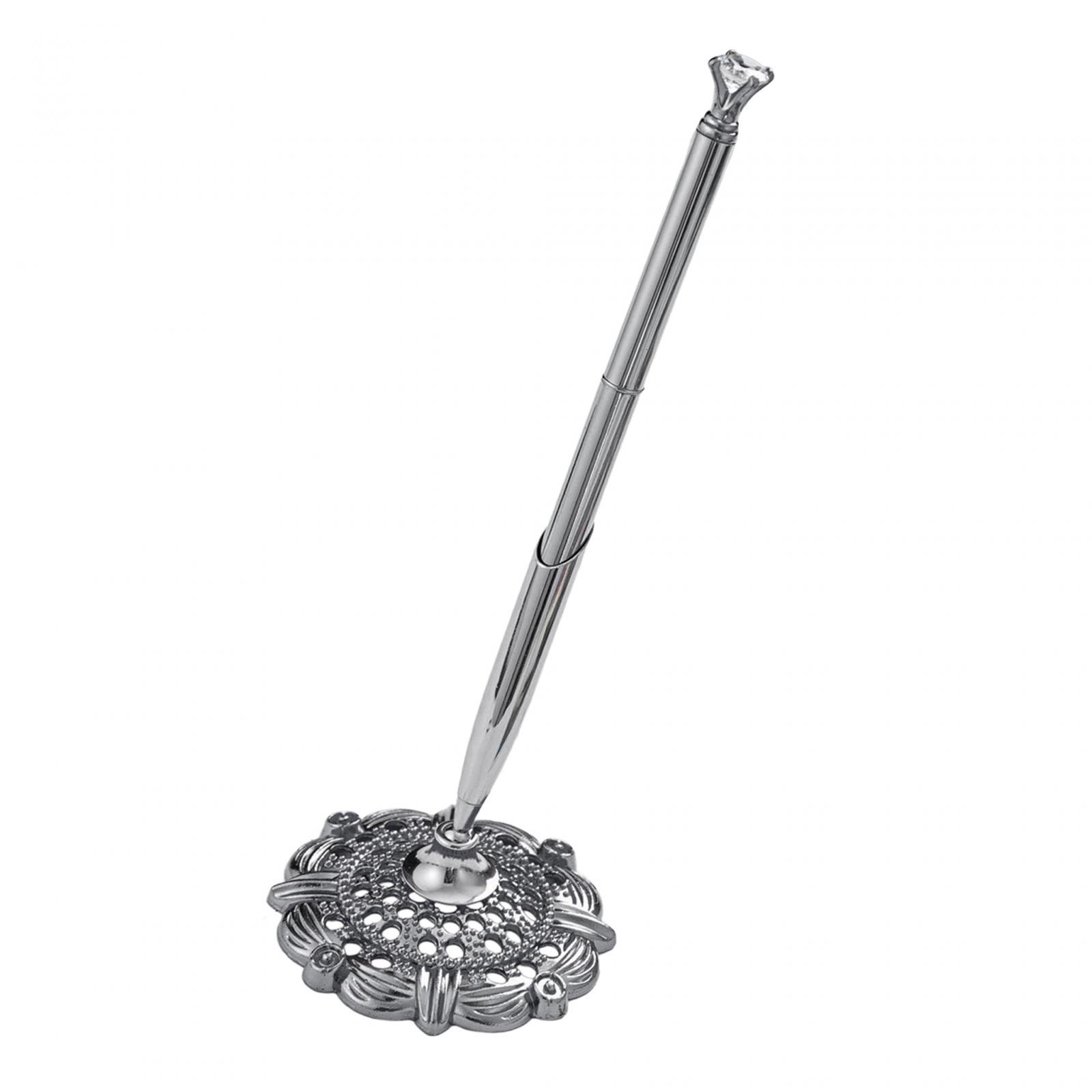 Magideal - Bolígrafo De Boda, Bolígrafo De Firma De Invitados, Bolígrafo De Escritorio De Firma Portátil, Bolígrafo De Invitados De Recepción De Boda Para Negoci Piedra S Plata