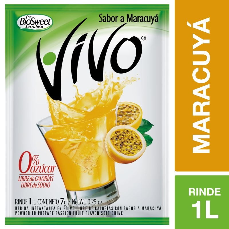 Jugo En Polvo Sabor Maracuyá Sobre 7 g Vivo