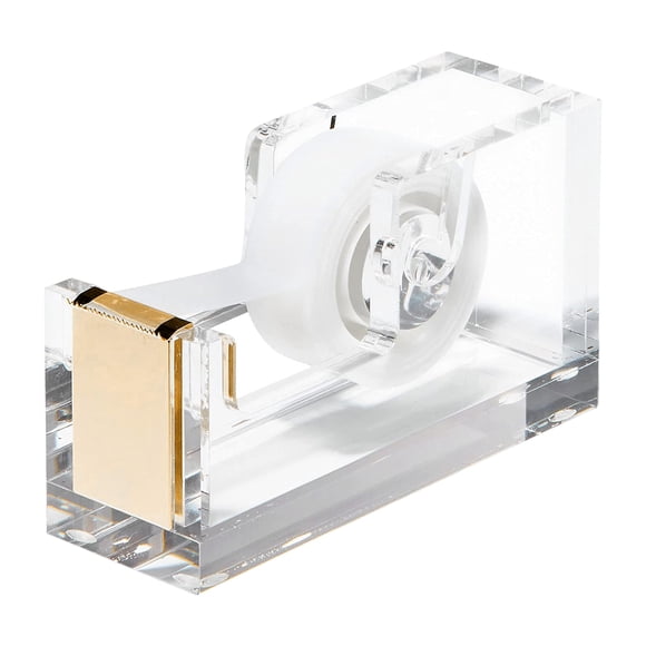 Dispensador de cinta adhesiva OfficeGoods, acrílico, moderno, dorado