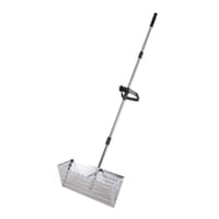 Magideal - Rastrillo De Arena Para Pollos, Sin Doblarse, De Acero Al Carbono, De Arena De Alta Resistencia, Rastrillo Para Eliminación De Desechos De Arena Plata