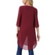 thumbnail image 3 of INSPIRE CHIC Blusa de Chifón para Mujer Manga 3/4 con Abertura Dobladillo Asimétrico Túnica Top Rojo Vino M, 3 of 6