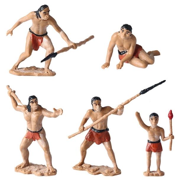 5pcs Primitive Men Statue Figuras de caracteres Proyecto escolar Regalo de cumpleaños Figuras de personas en miniatura para la decoración de la escena