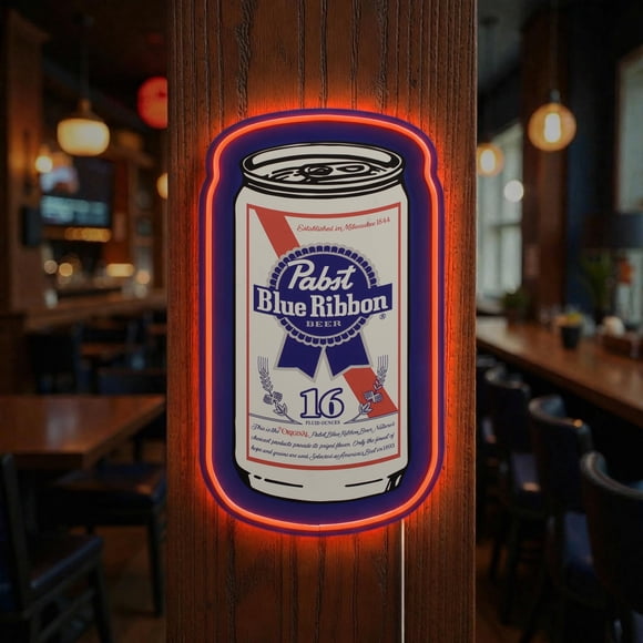 Letrero LED de placa con diseño de lata Pabst PBR estilo retro para decoración