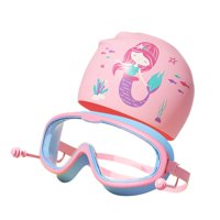 Magideal - Gorro De Natación, Gafas De Natación Para Niños, Portátiles, Cómodas, De Visión Amplia, Gafas De Natación Antivaho, Gafas De Natación Para Equipos De Rosado Azul