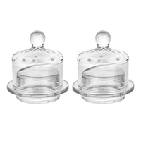 Magideal - 2 Mantequilleras De Cristal Con Tapa, Compactas, Con Bandeja Para Guardar Frutas Pequeñas, Ideales Para El Frigorífico O La Mesa Del Comedor.