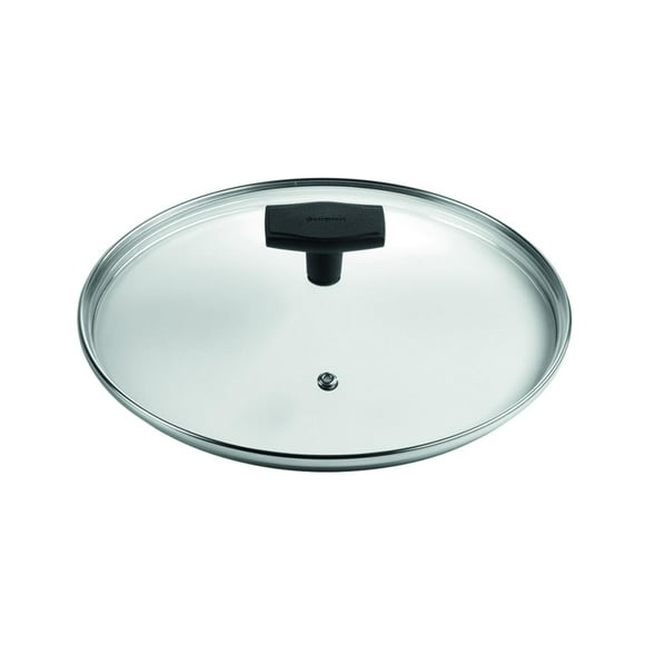 Tapa Vidrio Templado Borde Acero Inox c/Agujero de Vapor 16cm