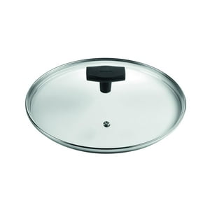 Ghidini - Tapa Vidrio Templado Borde Acero Inox C/ Agujero De Vapor 22Cm