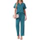 thumbnail image 2 of INSPIRE CHIC Pijamas de Satén para Mujer Camiseta de Manga Corta con Cuello en V y Pantalón Largo Conjunto de Ropa de Dormir Suave S Verde Pavo Real, 2 of 6