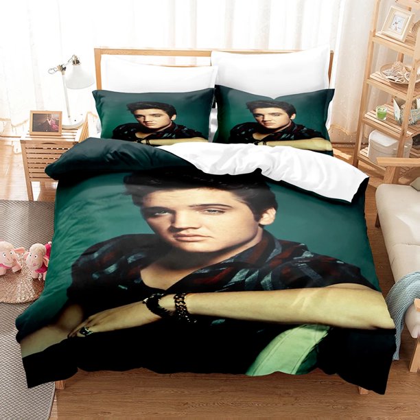 Retro E-Elvis Presley Bedding Set,Duvet Cover Comforter Bed Set Quilt Cover Pillowcase, Boys Girls Adults Bed Sheets