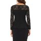 thumbnail image 3 of INSPIRE CHIC Blusa de Mujer con Encaje, Abertura Frontal, Dobladillo Peplum, Mangas Largas Transparentes, Talla XL, Negro, 3 of 6
