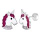 thumbnail image 2 of Aros de unicornio de plata 925 con esmalte rosa y correa de circones para niñas, 2 of 2