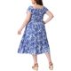 thumbnail image 4 of GRACE & GRANDEUR Vestido Floral de Mujer Talla Grande con Mangas Cortas Aleteadas y Nido de Abeja, Línea A, Vestido de Verano con Bolsillos 4X Azul, 4 of 8