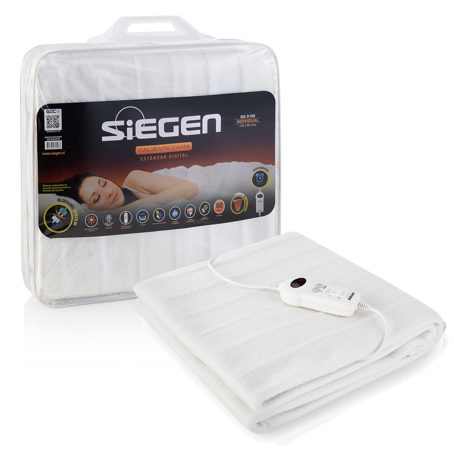 Siegen - Calienta Cama Sg-5150 1 Plaza Blanco