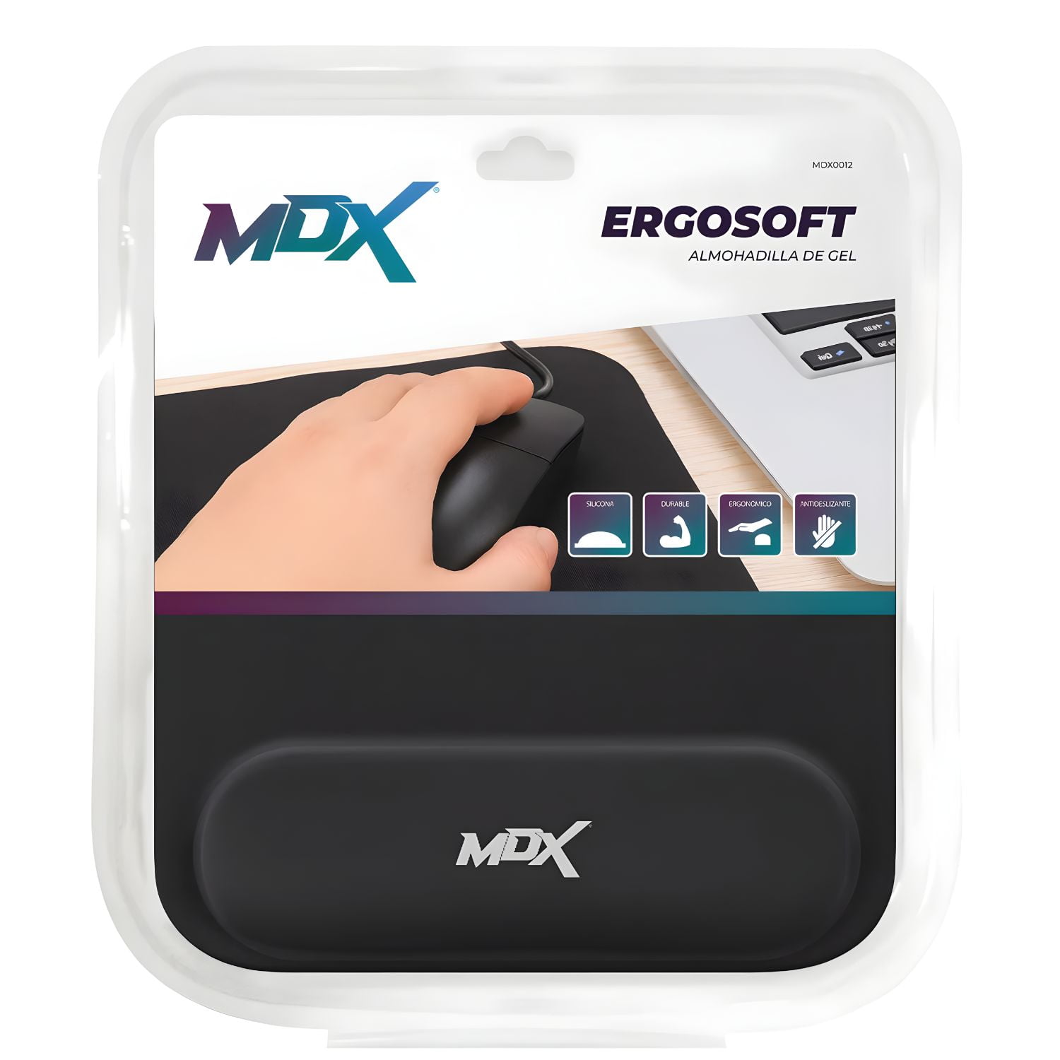 Mdx - Mousepad Ergonomico Gel Antideslizante Con Apoyo - Ps