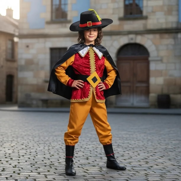 Disfraz de Gato con Botas Personajes de Cuento para Niños, Incluye Sombrero