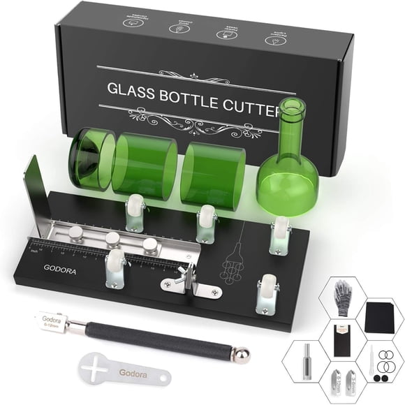 Cortador de Botellas de Vidrio Godora Kit DIY con Escalas Dobles y Base de Madera